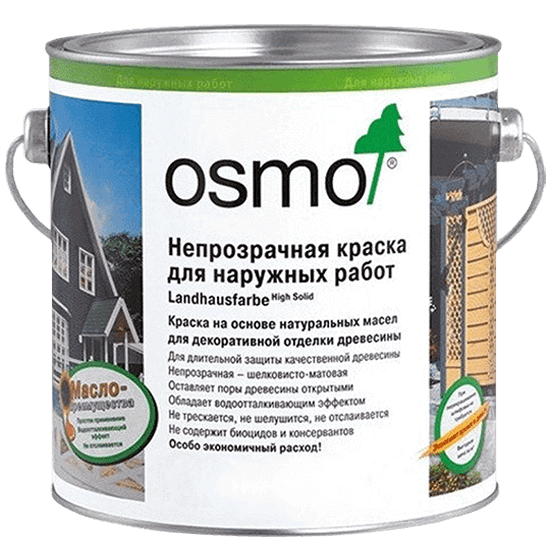 Банка укрывной краски OSMO Landhausfarbe для наружных работ по дереву